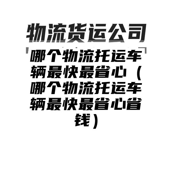 哪个物流托运车辆最快最省心（哪个物流托运车辆最快最省心省钱）